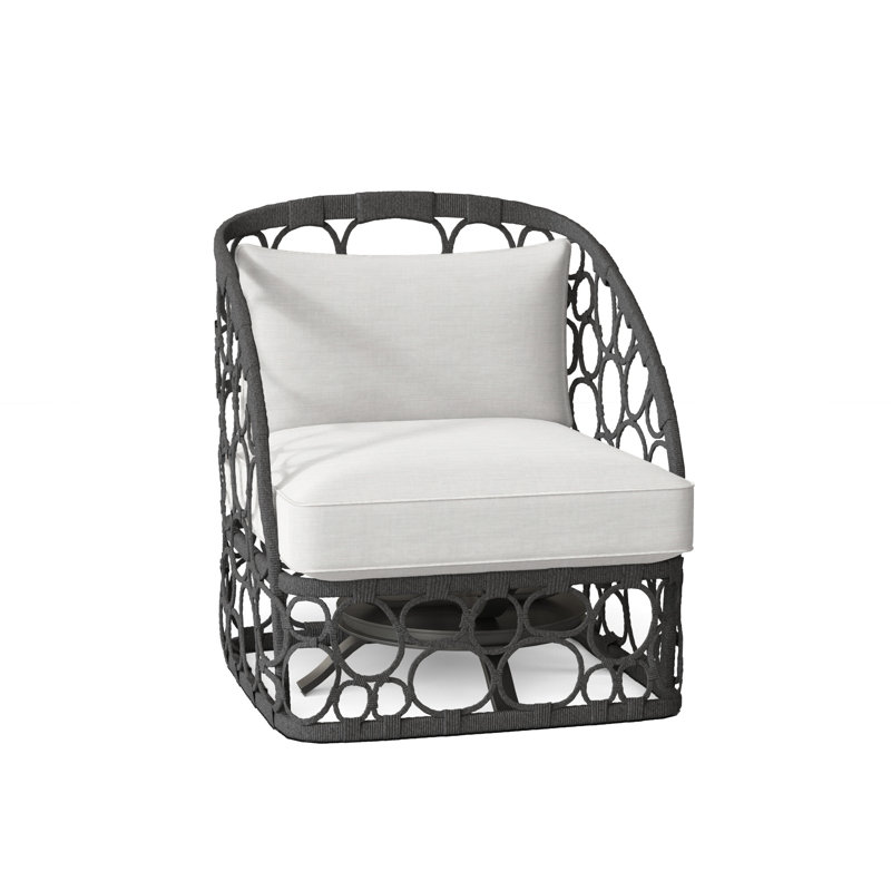 Bali Swivel Patio Chair with Cushions, White Linen 6016-000, Lava