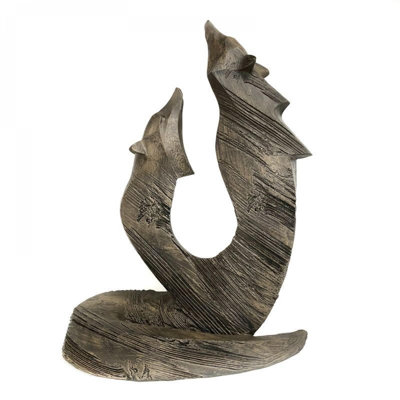 Figurine paire de loups en bois flotté