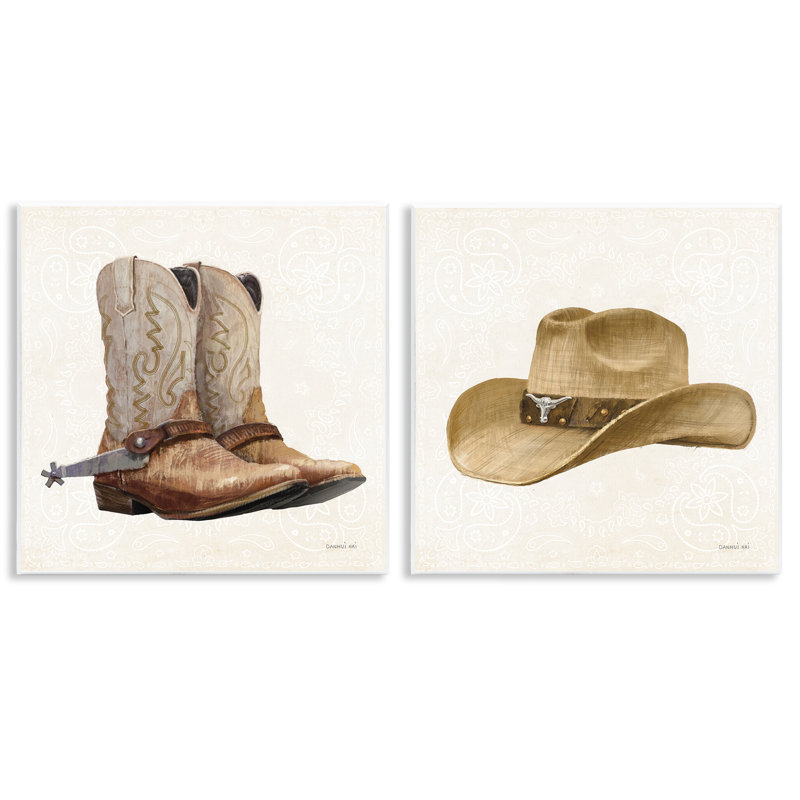 Range Riders Hat & Boots 2pc Wall Plaque Set, design by Danhui Nai