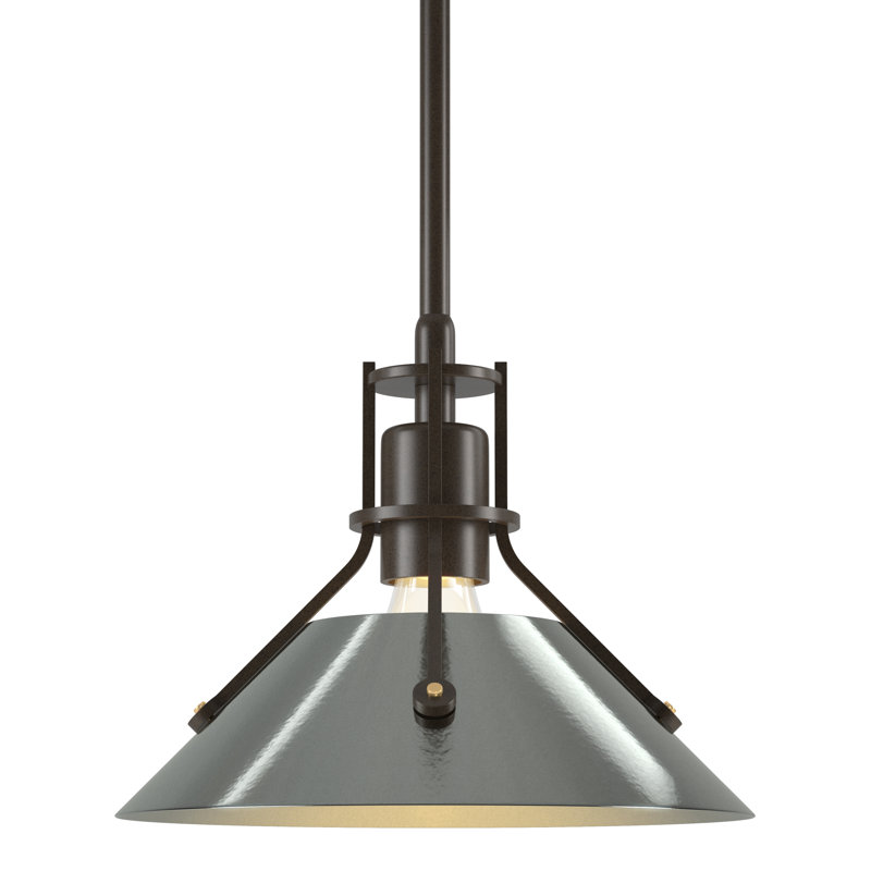 Luminaire suspendu conique à 1 lumière Henry, Bronze, Argenté