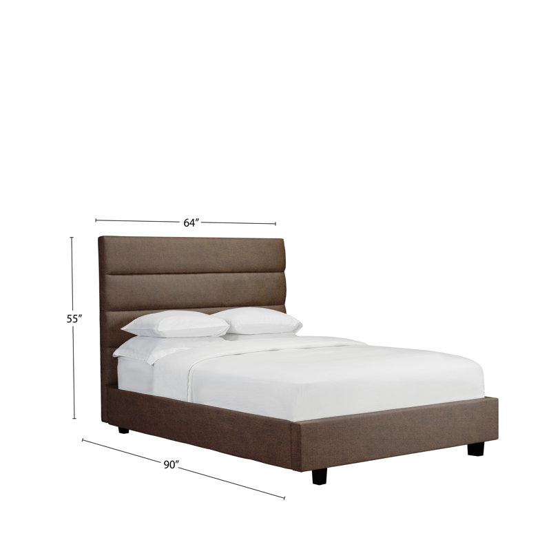 Lit plateforme tapissier avec rangement Stockstill, Grand, Similicuir - caramel