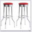 Ensemble de 2 tabourets pivotants rétro rouge et chrome, confortables et élégants pour les cuisines et les bars modernes