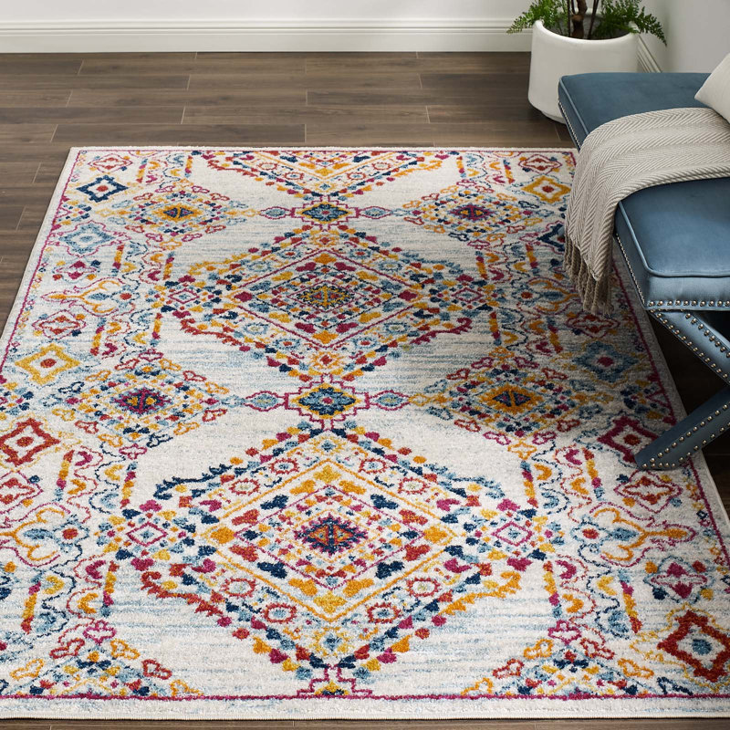 Tapis à motif floral en treillis Modway Entourage Khalida, Rectangle de 5 pi x 8 pi