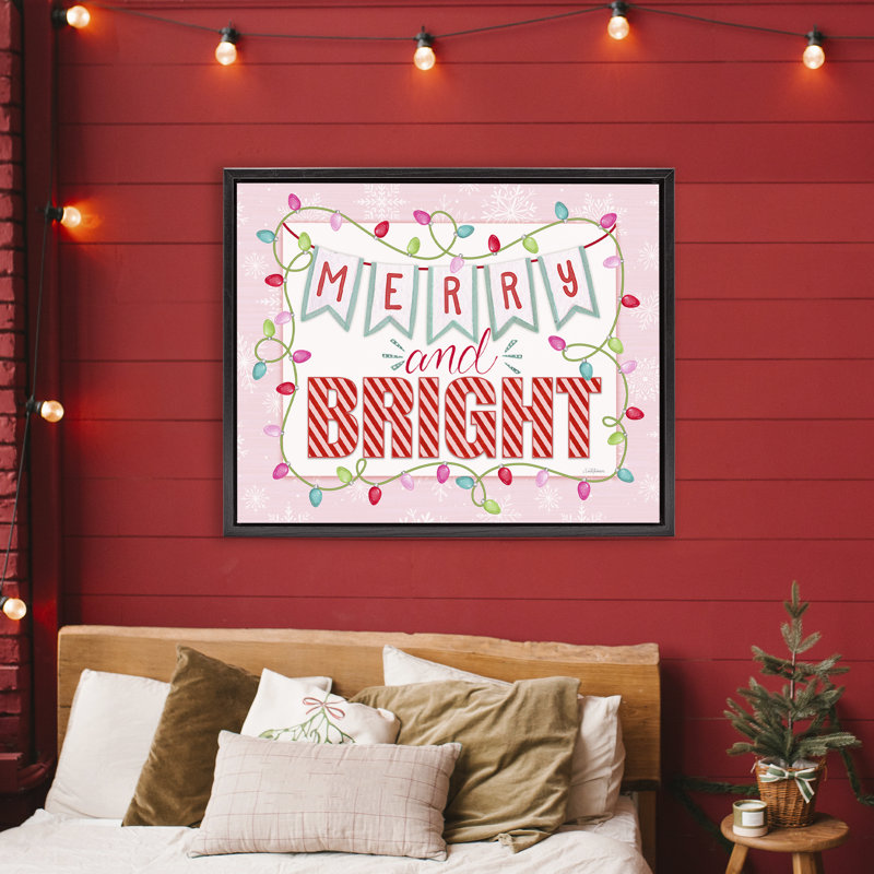 Cadre flottant rose pastel Merry & Bright, design par Nicole Tamarin, H 25 po x l 31 po, Cadre flottant noir de jais