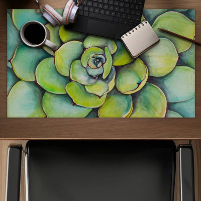 Watercolor succulent plant - 14.00"x24.25" Desk mat