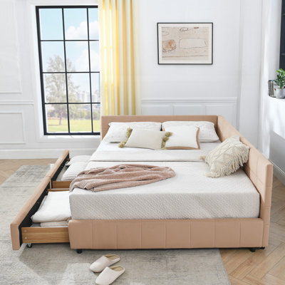 Lit de jour rembourré en velours avec rangement Mid-Century et dossier confortable avec accoudoirs pour la chambre à coucher et le salon