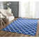 Emek Hand Woven Flat Weave Wool/Cotton Geometric Rug in Beige/Dark Blue