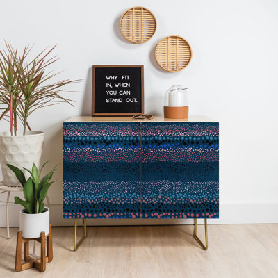 Ninola Design Little Textured Dots Navy 2 Door Credenza Cabinet