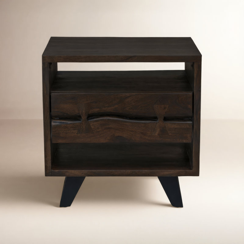 Broughton 21.5'' W Solid Wood Nightstand, Dark Brown