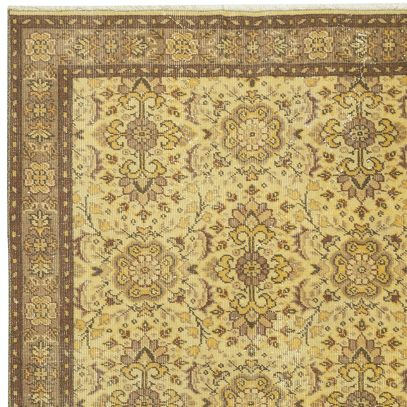 Bungalow Rose 3.8x7 Ft Vintage Turkish Area Rug dyed in Yellow 4 Modern ...