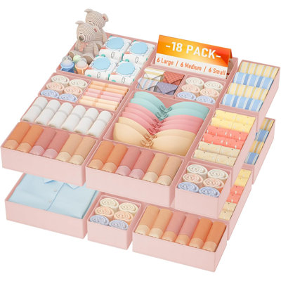 Drawer Organizer Clothes Storage - 18 Pack Foldable Fabric Drawer Dividers For Baby Dresser, Closet, Bedroom Organization Of Socks, Underwear, Bras