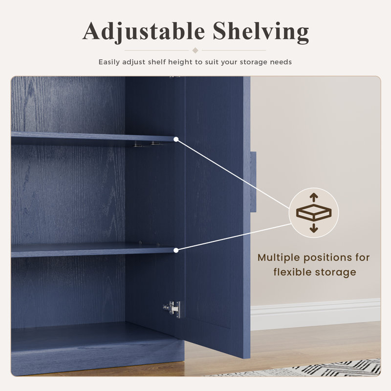 Armoire de rangement moderne à 2 portes avec tablettes réglables 31 po, L 31 po x H 31 po, Marine