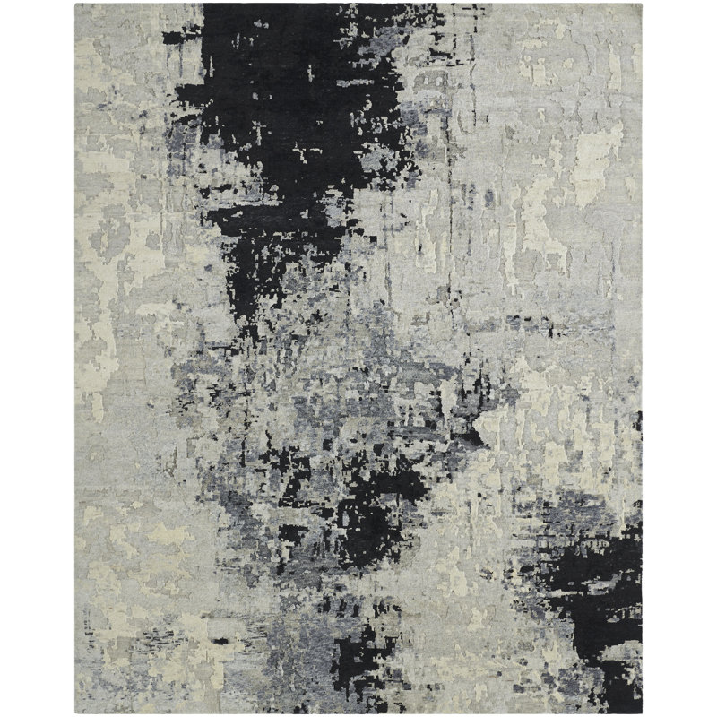 Solaris Obsidian Mist Hand-Knotted Wool Area Rug, Rectangle 2' x 3'