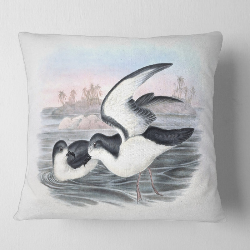 Oiseaux australiens rétro X - coussin traditionnel imprimé, 18" x 18"