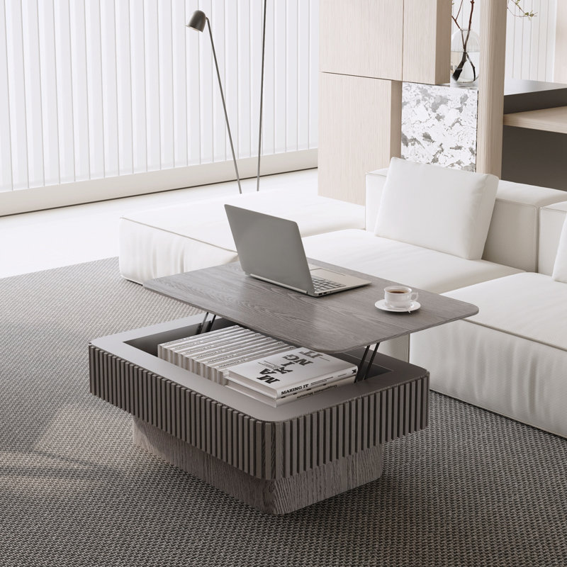 Kelesia relevable avec rangement et hauteur réglable, Gris