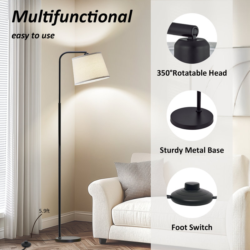 Serda 65" Task/Reading Floor Lamp, Brightness & Color ( LED Bulb Included)