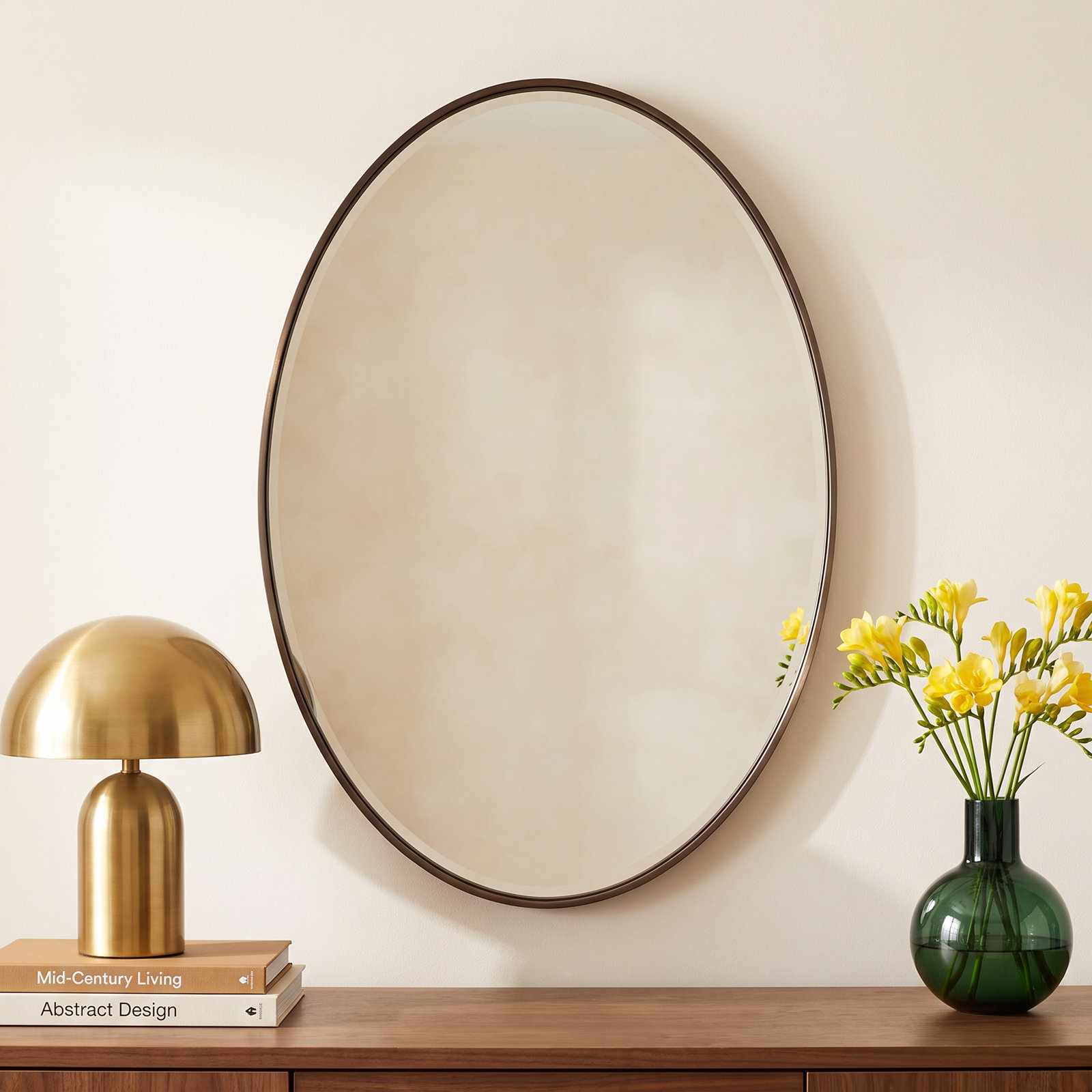Steele Oval Mirror, Brown