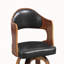 Tabouret de comptoir pivotant de style Mid-Century moderne, dossier en bois courbé avec siège en similicuir, noir-1157883971