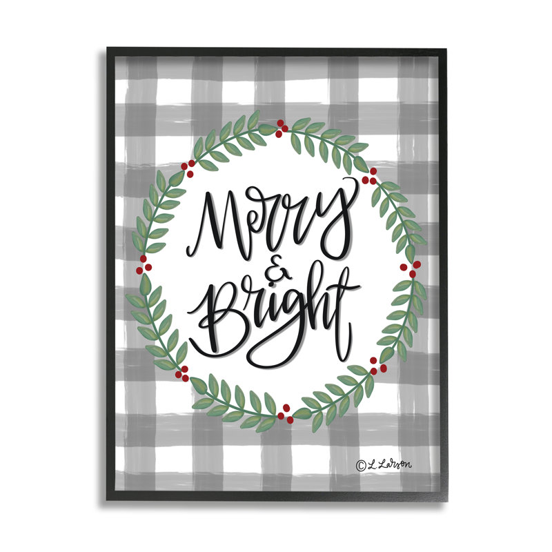 Merry & Bright Gingham Christmas, Giclée encadrée noir minuit, H 14 po x l 11 po x P 1,5 po