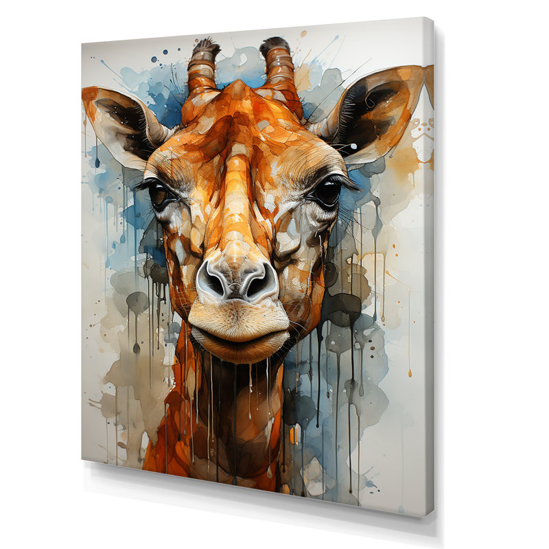 Girafe moderne, portrait sur toile, Toile tendue, H 32 po x l 24 po x P 1 po