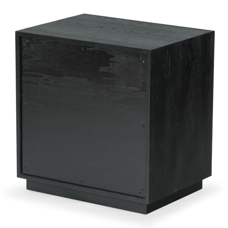 Riabelle Wood 2 Drawer Nightstand, Black