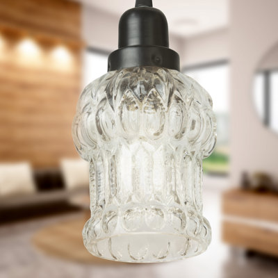 4.5"W 1-Light Oppice Glass and Metal Pendant