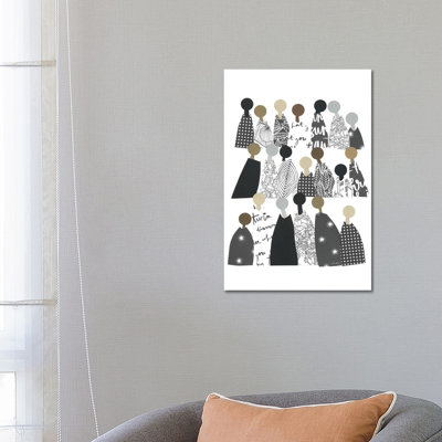 Group Of People Of Color In Black & White by LouLouArtStudio - Wrapped Canvas Painting