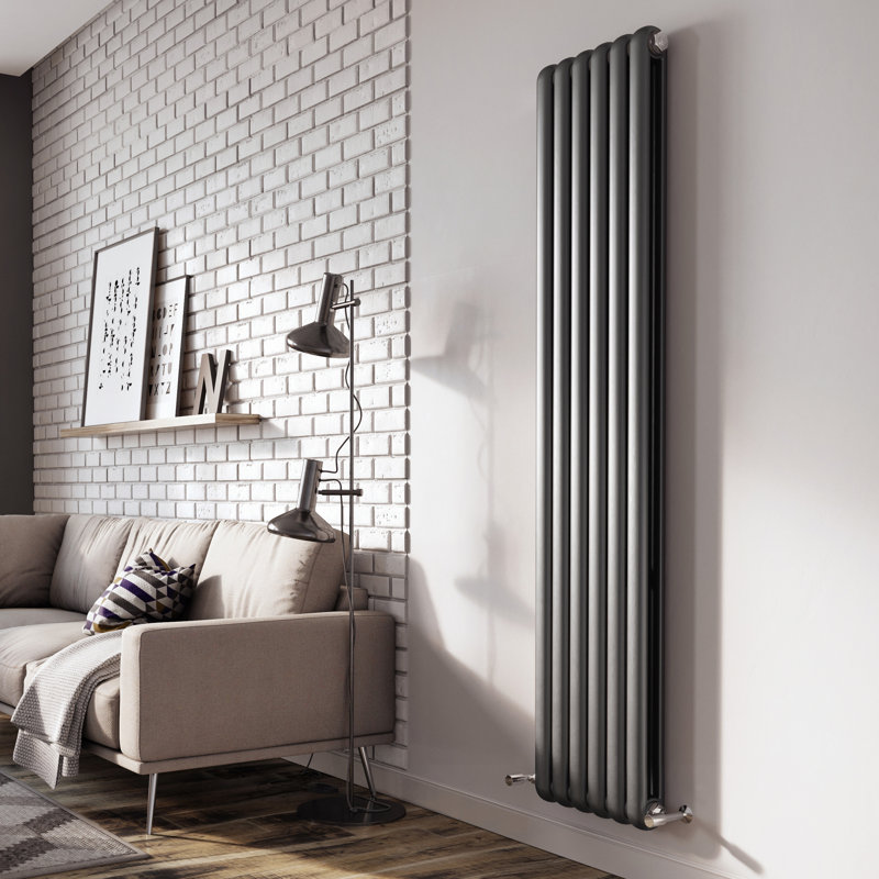 Purcell Vertical Double Panel Radiator, Anthracite, 180cm H x 38cm W x 10cm D