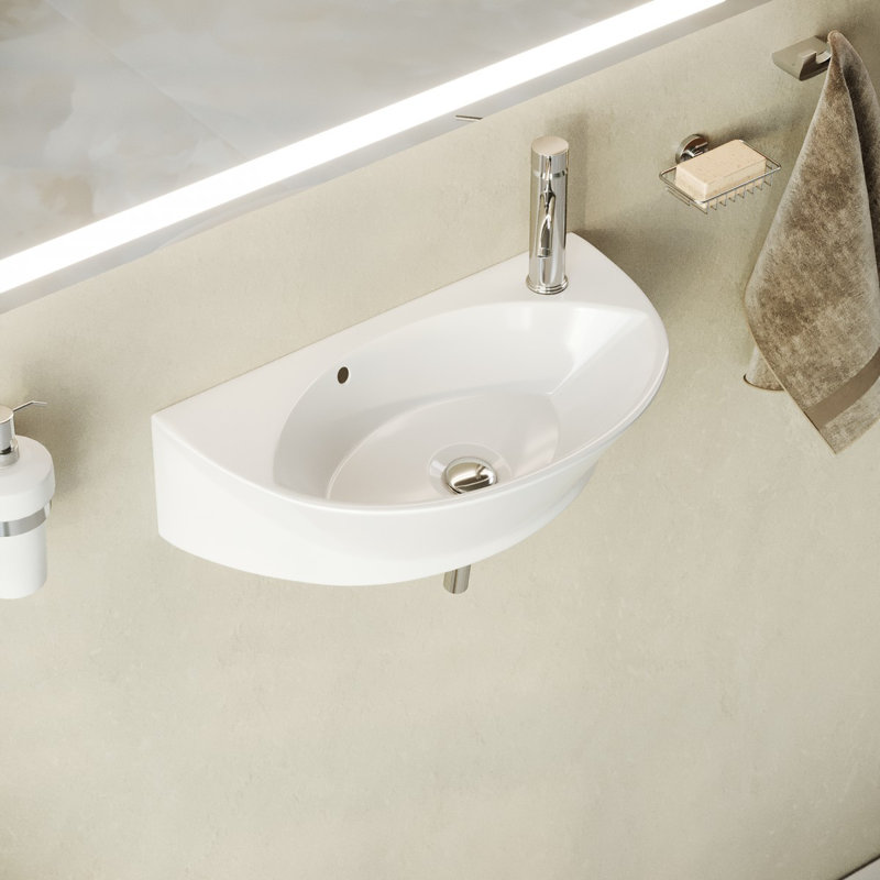 Small Wall Mount Bathroom Sink White Grade A Vitreous China with Single Faucet Hole and Overflow Renovator's Supply