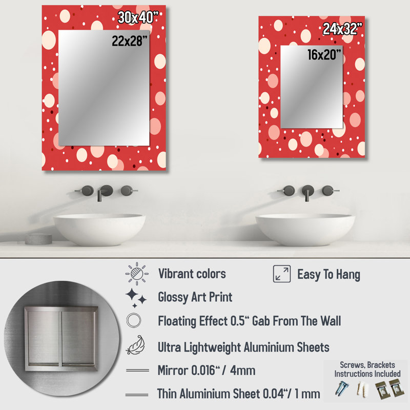 Playful Polka Dots - Polka Dots Mirror Wall Decor, 40" x 30"