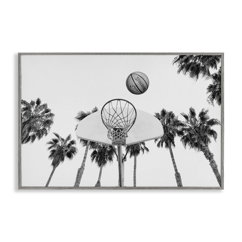 Panier de basketball avec palmiers, estampe numérique par Sissi et Seb, Estampe numérique Farmhouse, H 20 po x l 30 po