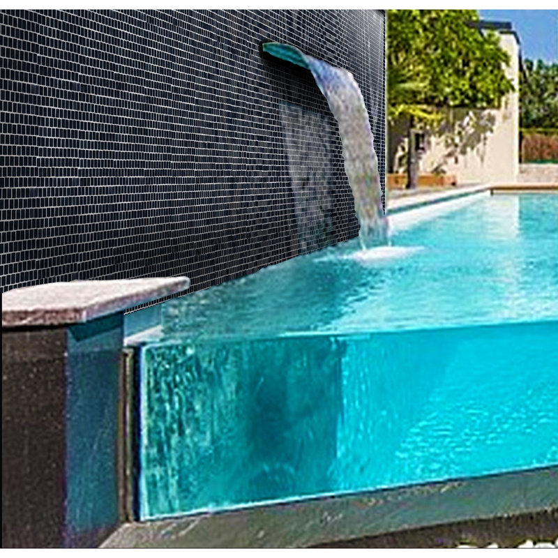 Landscape 1 in. x 1 in. Translucent Glass Plastic Face Mounted Brick Mosaic Designer Pool Tile, Swamp