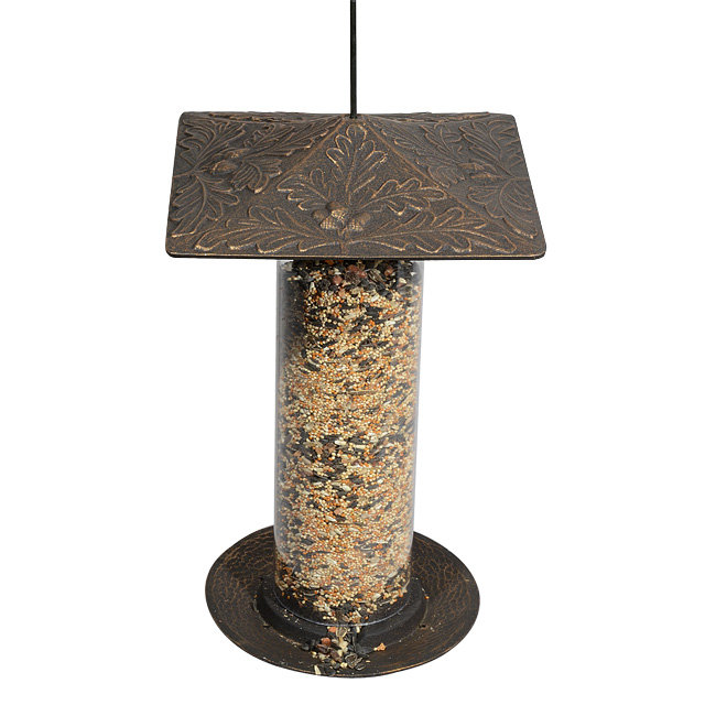 Mangeoire d'oiseaux Oakleaf Tube, Bronze huilé