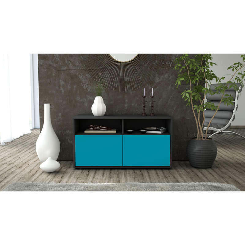 Odum 92 cm W Chest of Drawers, Anthracite/Dark blue
