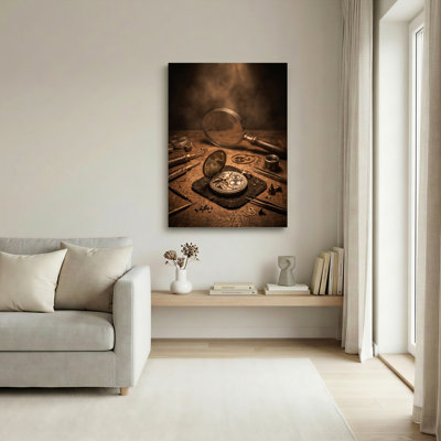 Vintage Clock Canvas Wall Art Set Of 1