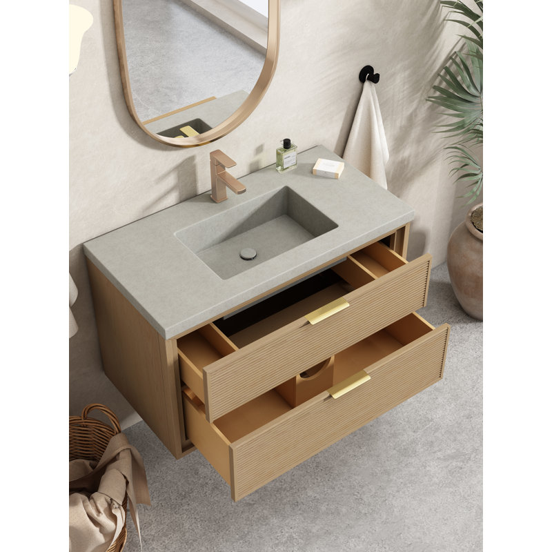 Maxbano 36" Wall Mounted Bathroom Vanity with White Top