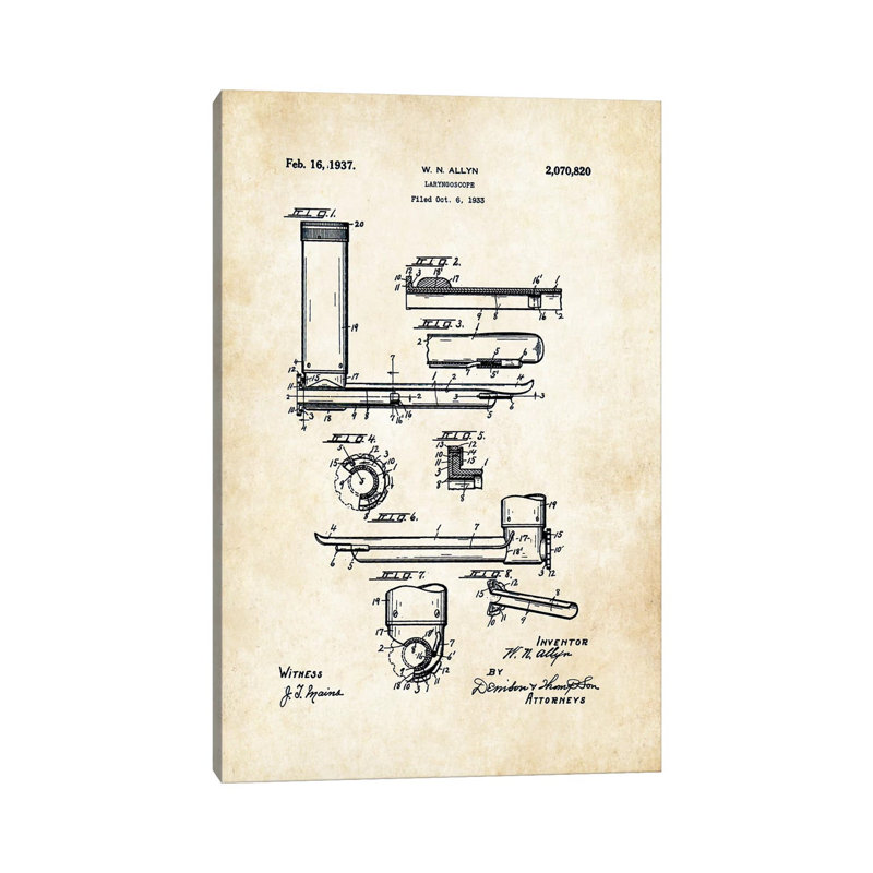 Doctor Laryngoscope by Patent77 - Wrapped Canvas Print, 66.04 cm H x 45.72 cm W x 1.91 cm D