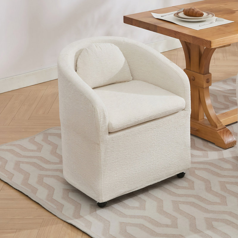 Ensemble de 1 fauteuil de salle à manger en chenille avec coussin de dossier et roues universelles