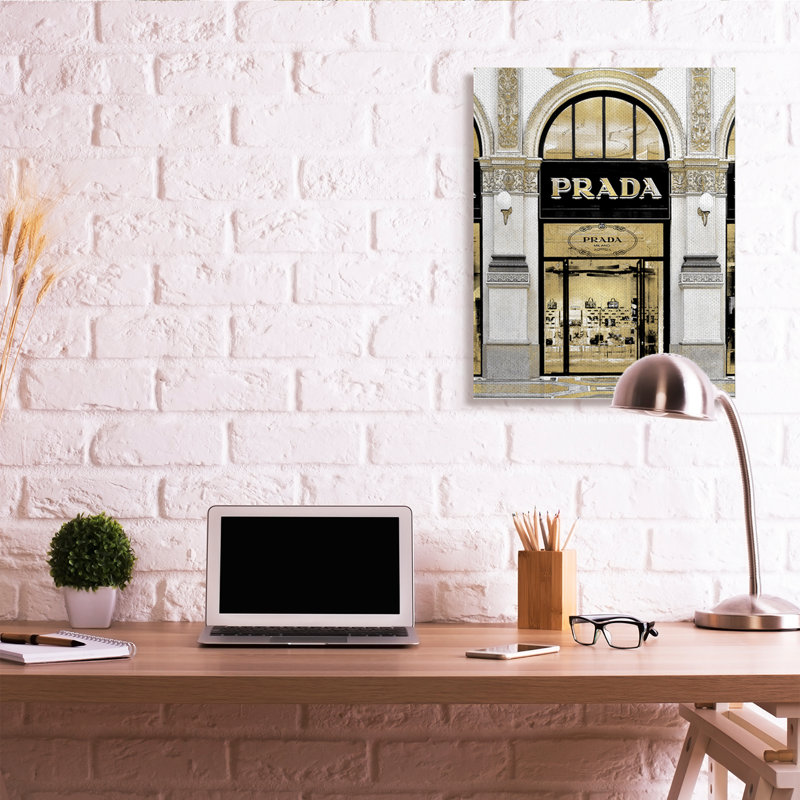Glam Fashion Storefront Inspired Milan - Reproduction d'art graphique, H 40 po x l 30 po, Toile tendue