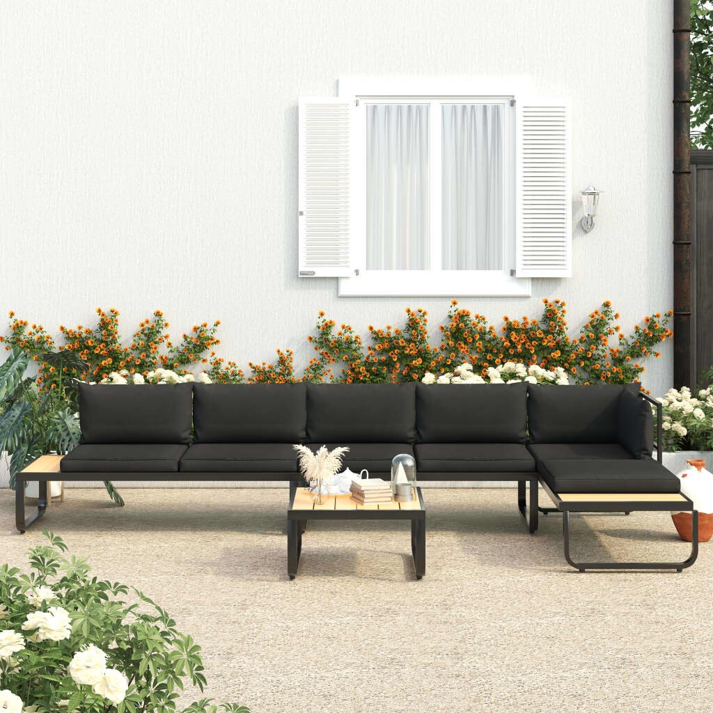 4-Sitzer Lounge-Set Vidaxl Garten-Ecksofa-Set Mit Auflagen Aluminium Und WPC