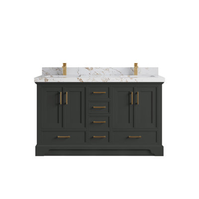Ensemble de meuble-lavabo double 60 po avec plateau Charlotte