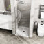Porte de douche semi-pivotante, 34 po x 72 po, verre trempé de 1/4 po, fermeture magnétique, position de porte réglable avec finition en verre de 34 po x 72 po, système semi-180, deux bandes d'étanchéité