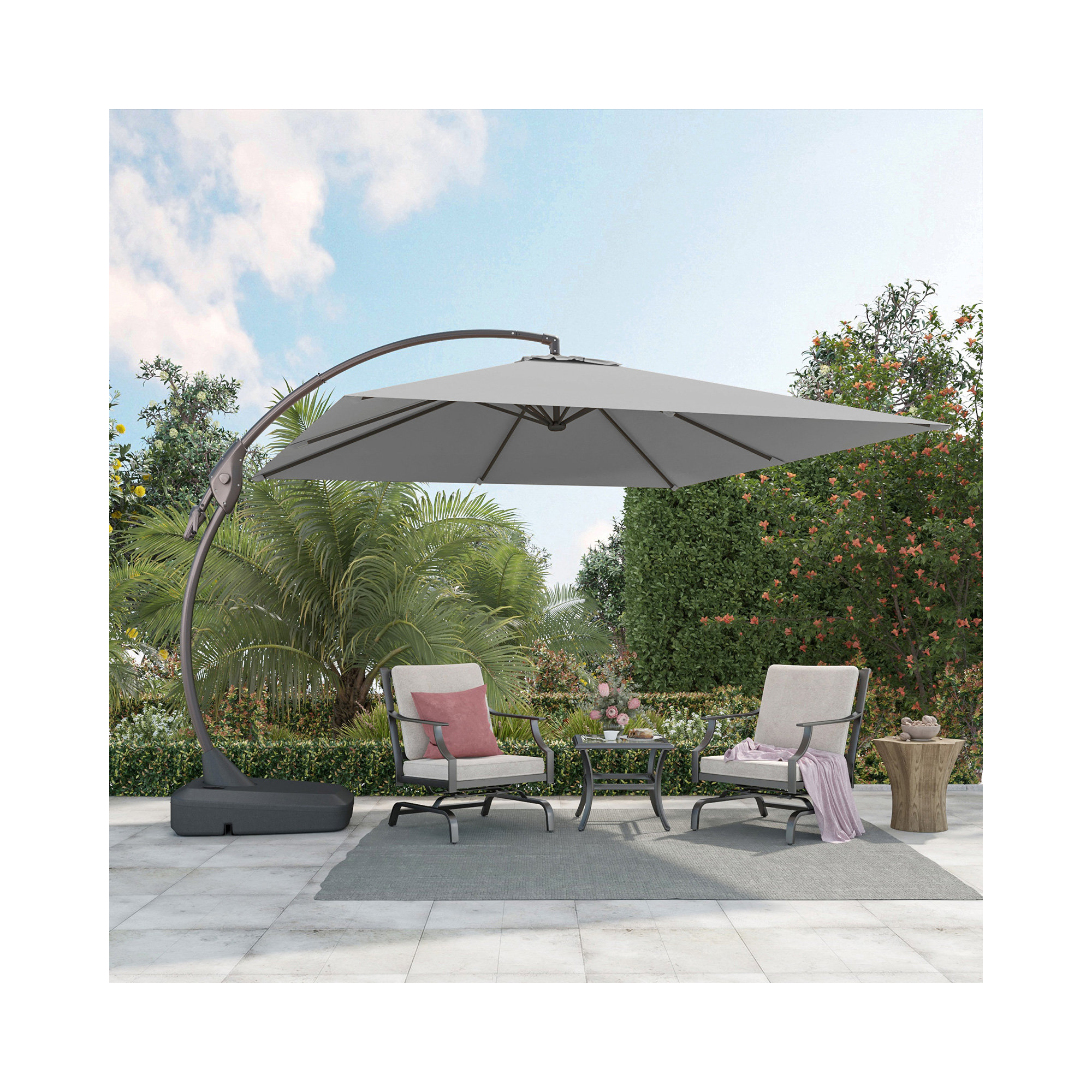 Desiree 9'10" Square Cantilever Sunbrella Umbrella, Canvas Charcoal