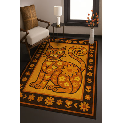 Tapis orange tissé lavable Mosso