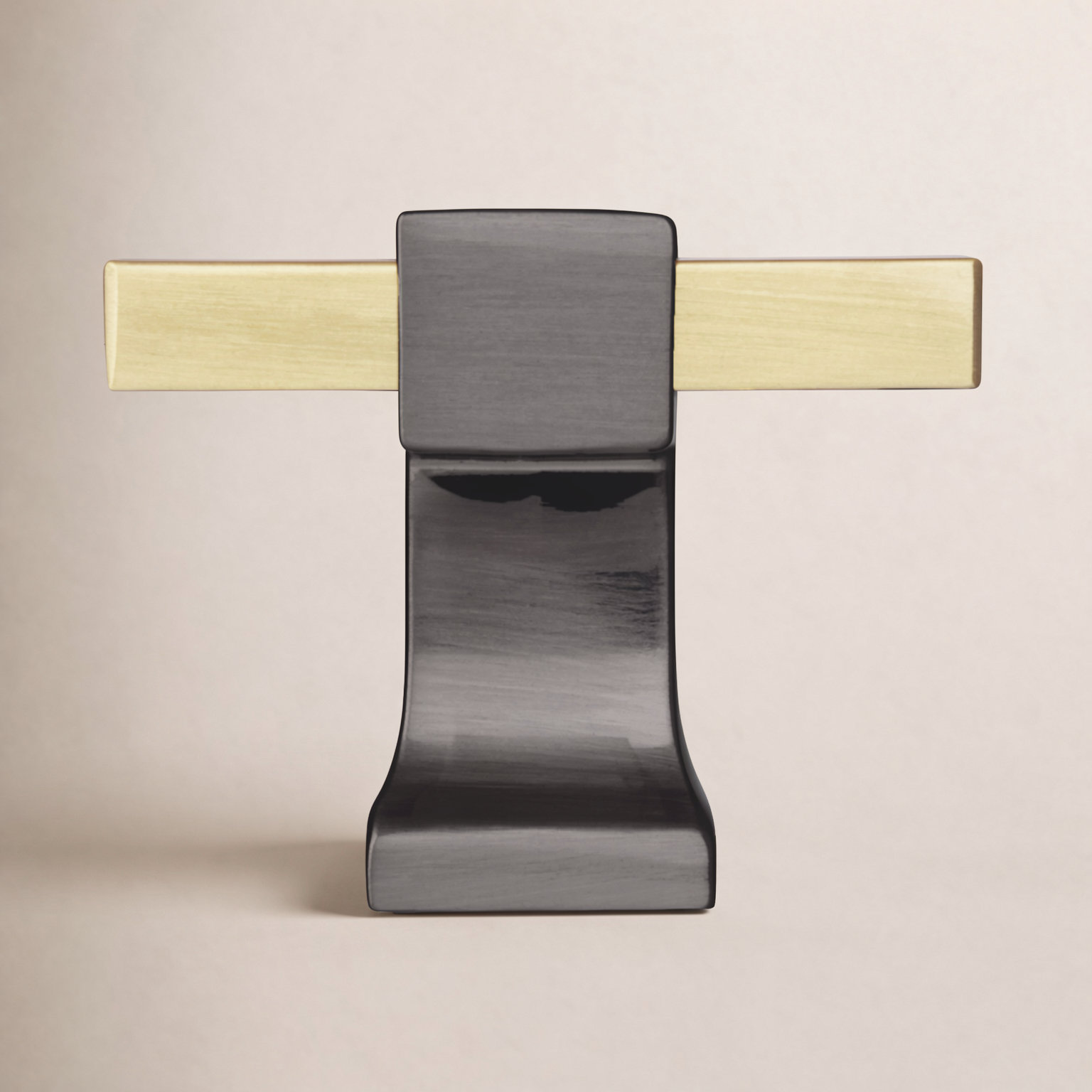 Overton Square Cabinet Knob, Brushed Gold/Black Chrome