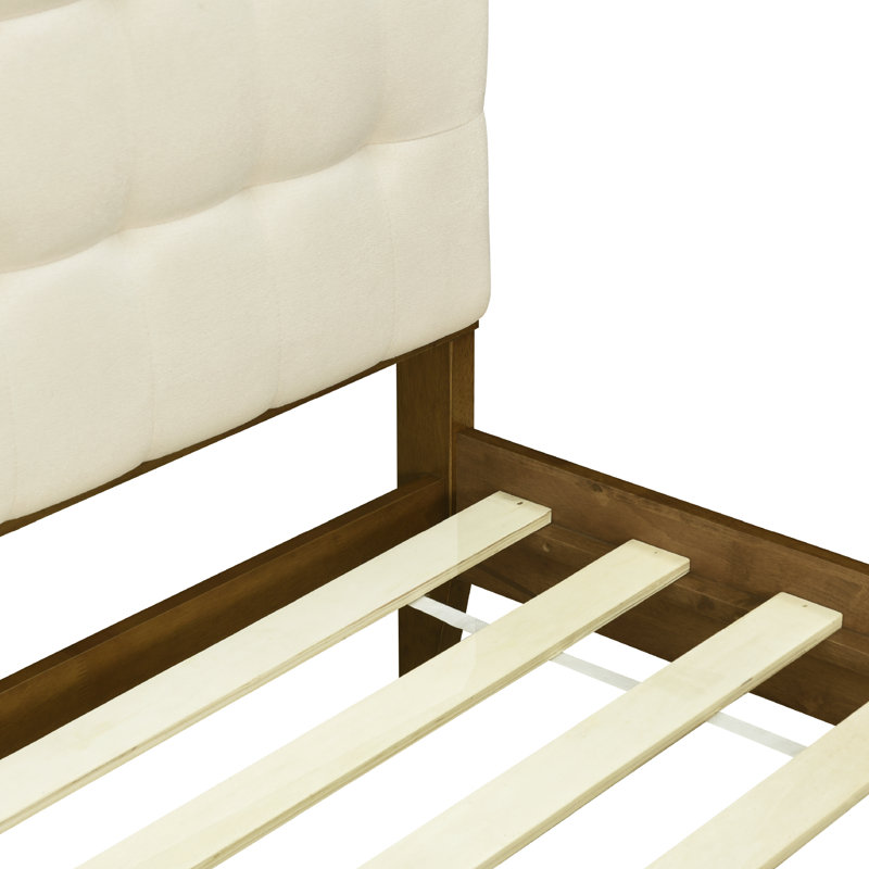 Structure de lit tapissier Lucritia, Beige, Grand