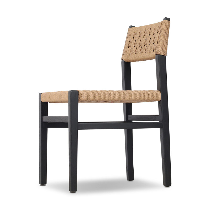 Mallory Woven Dining Chair, Distressed Black Ash
