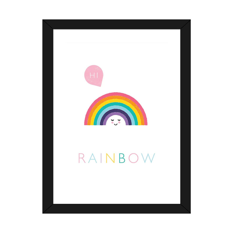 Rainbow - impression d'art graphique, Blanc, H 24 po x l 16 po x P 1 po, Papier encadré noir