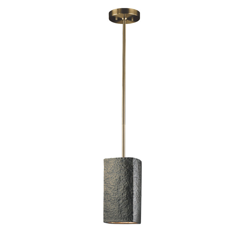 Luminaire suspendu carré 1 lumière Radiance, Laiton antique, Hammered Brass