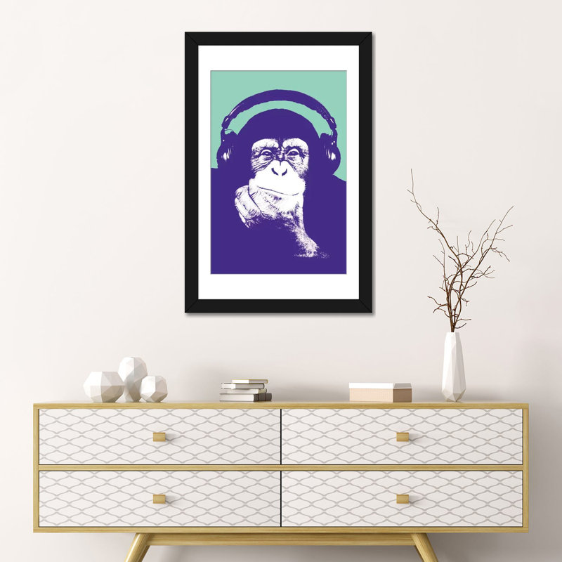 «New Monkey Head III» par Steez, reproduction sur toile tendue sur châssis, Papier d'art encadré noir